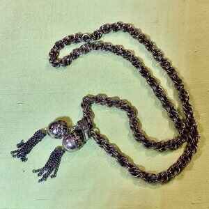 Heavy Vintage Mid-Century Silver Tone Necklace